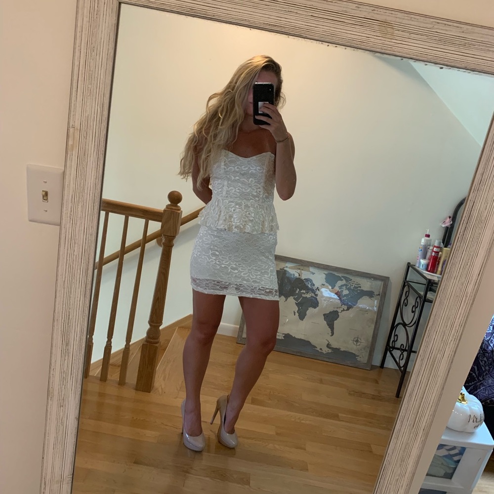White lace peplum dress
